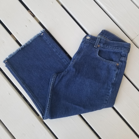 LEVI 577 frayed hem sz 10 cropped flared jeans - Picture 5 of 10